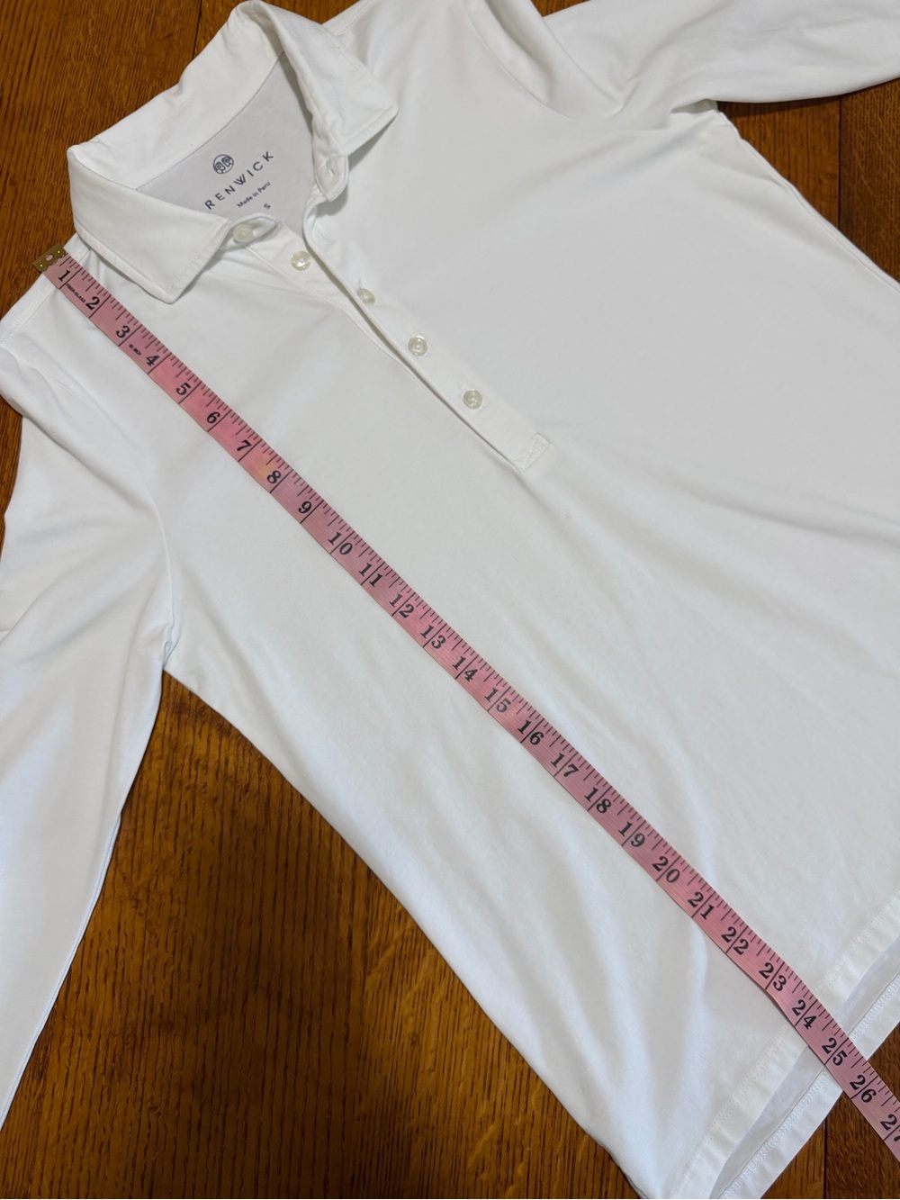 Renwick Golf Solid White Pima Cotton Long Sleeve Stretch Polo - Picture 4 of 4